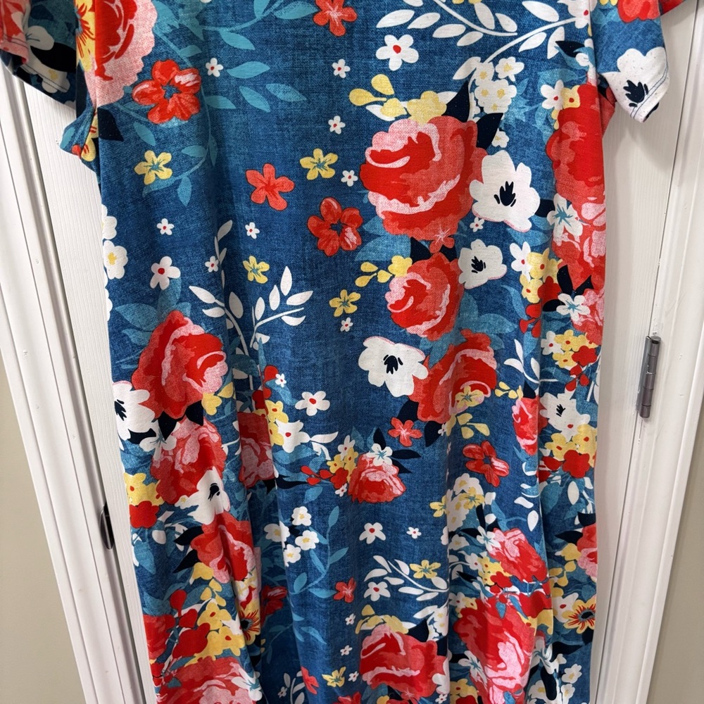 LuLaRoe Jessie Floral Print Dress Womens Plus Size 3X - Picture 4 of 8